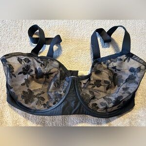 Felina Black Sheer Lace Bra 38DDD